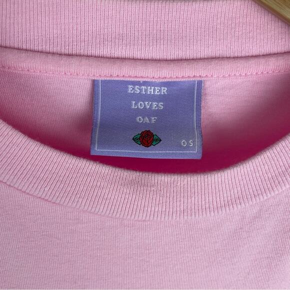 Lazy Oaf Pink T Shirt Bunny Embroidered Esther Bunny with Rose - Picture 7 of 8